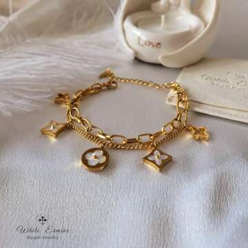 Elegant Yellow Gold White Ermine Bracelet and HairBand Set