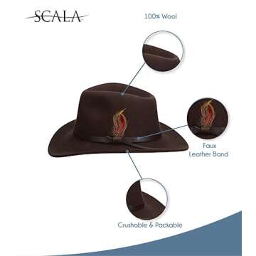 Scala Classico Men's Crushable Felt Outback Hat