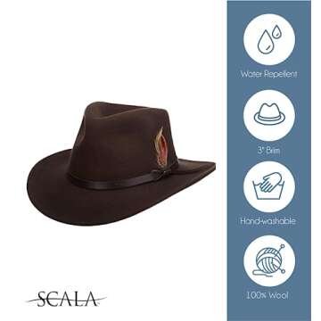 Scala Classico Men's Crushable Felt Outback Hat