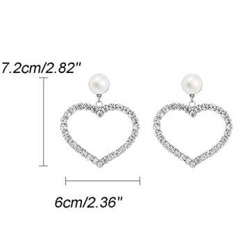 Xerling Heart Crystal Dangle Earrings for Women