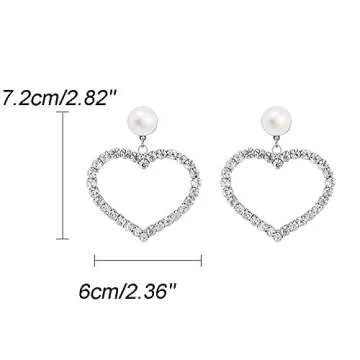 Xerling Heart Crystal Dangle Earrings for Women