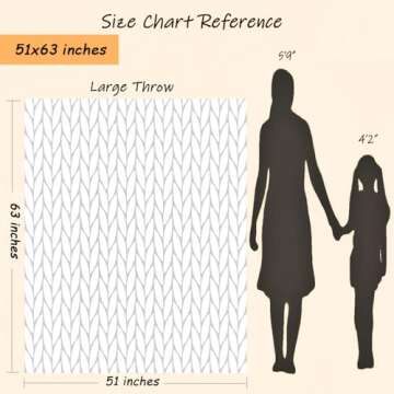 YAAPSU Chunky Knit Throw Blanket for Couch, 51"x63", 100% Hand Knitted Thick Cable Knit with Cozy Ju...