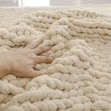 YAAPSU Chunky Knit Throw Blanket 51x63 Cozy Chenille