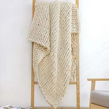YAAPSU Chunky Knit Throw Blanket 51x63 Cozy Chenille
