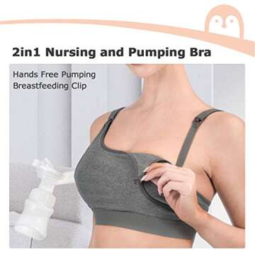 Momcozy Pumping Bra, Pumping Bra Hands Free 2 Pack Comfortable All Day Wear Pumping and Nursing Bra ...