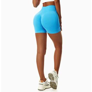 Vertvie Women's Workout Gym Shorts Booty V Cross Spandex Yoga Biker Shorts Scrunch Butt High Waisted Athletic Leggings (Blue,Small)