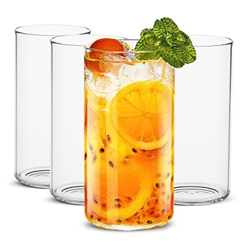LUXU Drinking Glasses 19 oz, Thin Highball Glasses Set of 4,Clear Tall Glass Cups For Water, Juice, ...