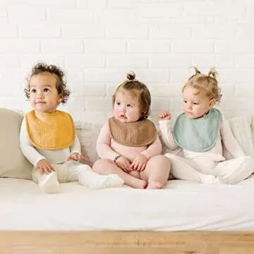 Konssy Muslin Baby Bibs 8 Pack Baby Bandana Drool Bibs Cotton for Unisex Boys Girls, 8 Solid Colors Set for Teething Drooling