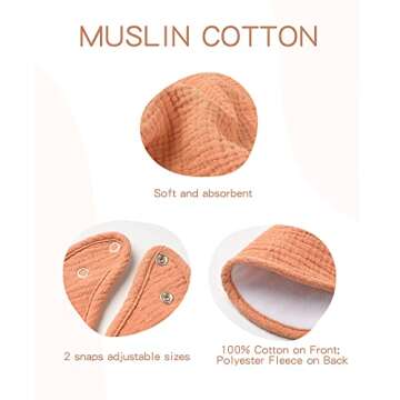 Konssy Muslin Baby Bibs 8 Pack Baby Bandana Drool Bibs Cotton for Unisex Boys Girls, 8 Solid Colors Set for Teething Drooling