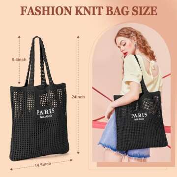 Ayieyill Crochet Tote Bag For Women, Crochet Mesh Beach Tote Bag Summer Vacation Aesthetic Boho Knit...