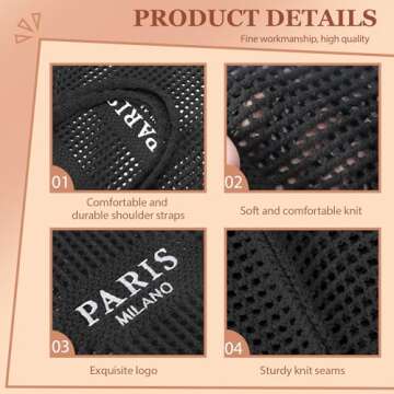 Ayieyill Crochet Tote Bag For Women, Crochet Mesh Beach Tote Bag Summer Vacation Aesthetic Boho Knit Bag for Women (G/Black)