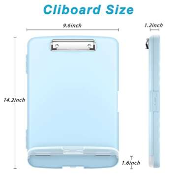 Rimilak Plastic Clipboard with Storage, 8.5 x 11 High Capacity Folio Nursing Case with Pen Holder, F...