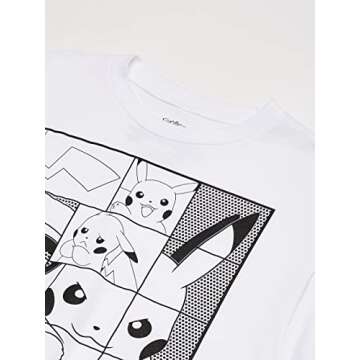 Pokemon Young Men’s Pokémon Pikachu Japanese Puzzle Power T-Shirt Shirt, White, Extra Large