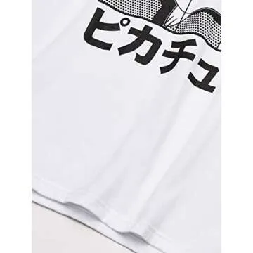 Pokemon Young Men’s Pokémon Pikachu Japanese Puzzle Power T-Shirt Shirt, White, Extra Large