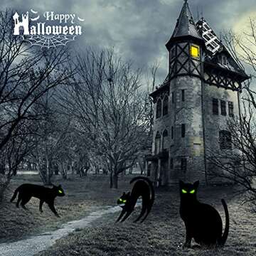 Halloween Black Cat Decor Yard Signs - 5 Pcs Set