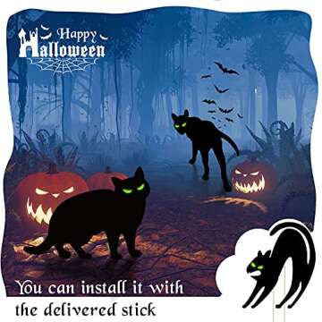 Halloween Black Cat Decor Yard Signs - 5 Pcs Set