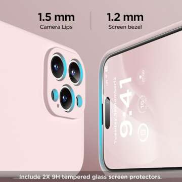 HSAOHD Magnetic for iPhone 14 Pro Max Case, Compatible with MagSafe, [Full Camera Protection][2 Screen Protectors], Suction Cup Phone Mount Silicone Shockproof Protective Phone Case 6.7", Chalk Pink