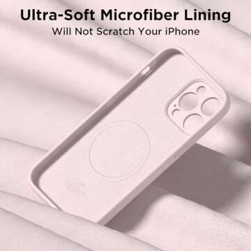 HSAOHD Magnetic for iPhone 14 Pro Max Case, Compatible with MagSafe, [Full Camera Protection][2 Screen Protectors], Suction Cup Phone Mount Silicone Shockproof Protective Phone Case 6.7", Chalk Pink