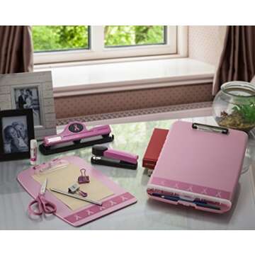 Officemate Breast Cancer Awareness Slim Clipboard Storage Box
