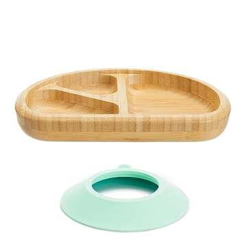 Munchkin® Bambou™ Divided Suction Plate - Eco-Friendly Bamboo Dinnerware for Babies and Toddlers ...