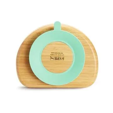 Munchkin® Bambou™ Divided Suction Plate - Eco-Friendly Bamboo Dinnerware for Babies and Toddlers & Snack Catcher® Toddler Snack Cups, 2 Pack, Blue/Green