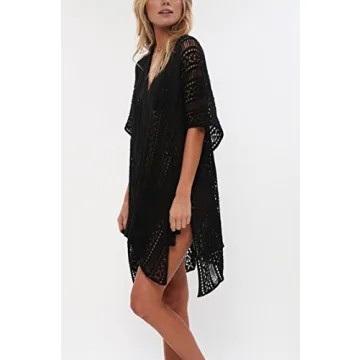 Wander Agio Beach Swimsuit Cover-Up Women Black Net Slit