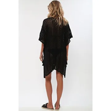 Wander Agio Beach Swimsuit Cover-Up Women Black Net Slit