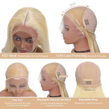 Guangming 613 13x6 Lace Front Wig Human Hair 250% Density Blonde Wig Human Hair Straight 613 HD Lace Frontal Wig Pre Plucked With Baby Hair (28Inch, 613 Frontal Wig)