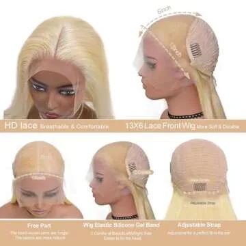 Guangming 613 13x6 Lace Front Wig Human Hair 250% Density Blonde Wig Human Hair Straight 613 HD Lace Frontal Wig Pre Plucked With Baby Hair (28Inch, 613 Frontal Wig)