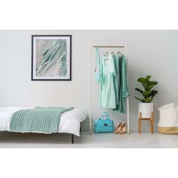 IRIS USA Stylish Classic Clothes Rack for Hanging Clothes, Easy to Assemble, Freestanding Metal Sturdy Garment Rack, Small Space Storage Solution, Modern Versatile Design, Boutique Style, White
