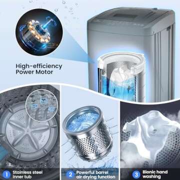 Nictemaw 2.4 Cu.Ft Full-Automatic Washing Machine, 17.8Lbs Portable Washer with 10 Wash Programs, 8 Water Levels & Drain Pump, Compact Laundry Washer for Apartment, RV, Dorm