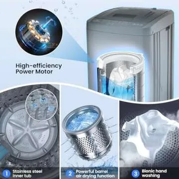 Nictemaw 2.4 Cu.Ft Full-Automatic Washing Machine, 17.8Lbs Portable Washer with 10 Wash Programs, 8 Water Levels & Drain Pump, Compact Laundry Washer for Apartment, RV, Dorm