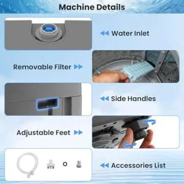 Nictemaw 2.4 Cu.Ft Full-Automatic Washing Machine, 17.8Lbs Portable Washer with 10 Wash Programs, 8 Water Levels & Drain Pump, Compact Laundry Washer for Apartment, RV, Dorm