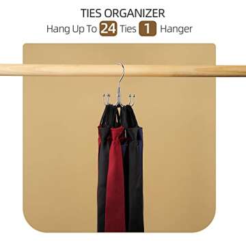 ZEDODIER Belt Hanger, 2 Pack Rotatable Belt Rack Closet Accessories Organizer, Maximum 24 Storage Capacity, Hanging Holder Storage Hook for Belt, Bra, Tank Top, Tie, Scarf, Purse, Silver