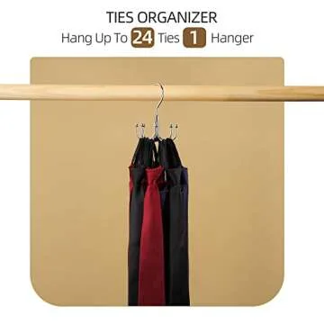 ZEDODIER Belt Hanger, 2 Pack Rotatable Belt Rack Closet Accessories Organizer, Maximum 24 Storage Capacity, Hanging Holder Storage Hook for Belt, Bra, Tank Top, Tie, Scarf, Purse, Silver