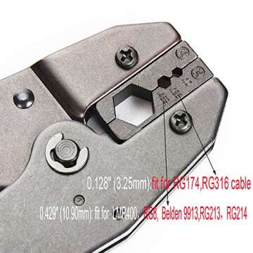 Crimper Tools for RF connector LMR400,RG8,RG9,Belden 9913,RG213,RG214,RG174,RG316 RF Coaxial Cable,Crimp Tool Hex Die with 0.429" (10.90mm) for all 400 type cables