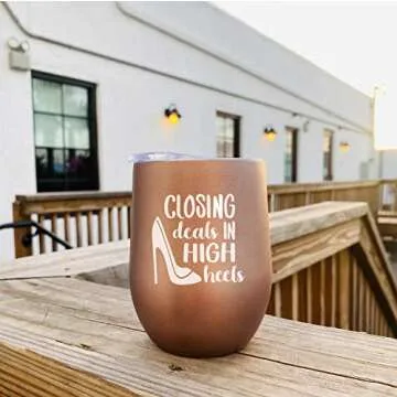 Realtor Gifts for Women - 12oz Tumbler Cup Wine Glass - Real Estate Agent Thank You Gift on Closing ...