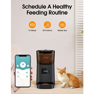 WOPET 6L Automatic Cat Food Dispenser,WiFi Automatic Cat Feeder with APP Control for Remote Feeding,...