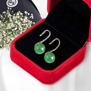 Handmade Jade Stud Earrings High Heel Shape, Green Jade Earrings Stud, 925 Sterling Silver Earrings Studs, Good Luck Earrings Handmade Earrings Gift for Birthday Anniversary (Jade-Silver)