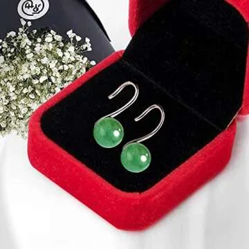 Handmade Jade Stud Earrings High Heel Shape, Green Jade Earrings Stud, 925 Sterling Silver Earrings Studs, Good Luck Earrings Handmade Earrings Gift for Birthday Anniversary (Jade-Silver)
