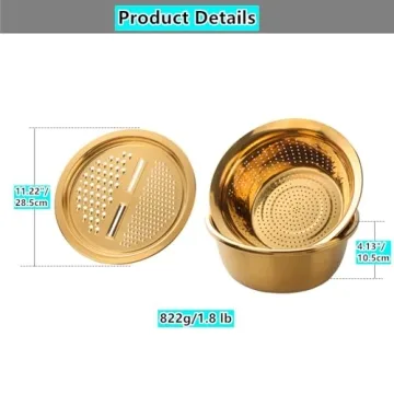 QOBIMOON Stainless Steel Colander Set - 3PC Kitchen Tools