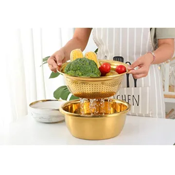 QOBIMOON Stainless Steel Colander Set - 3PC Kitchen Tools