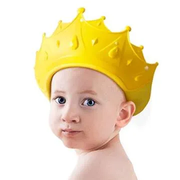 Baby Shower Cap Waterproof Shampoo hat for Children Toddler Girls Boys Protect ears eyes.Adjustable Silicone Bathing Crown.