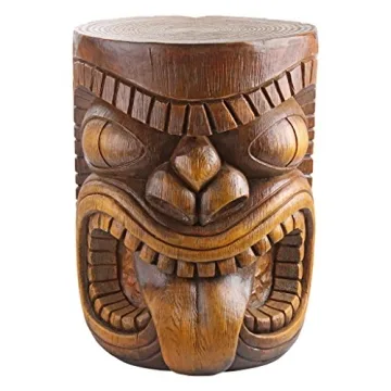 Design Toscano Grand Tiki Face Lono Tongue Indoor/Outdoor Side Table Statue for Tropical Decor