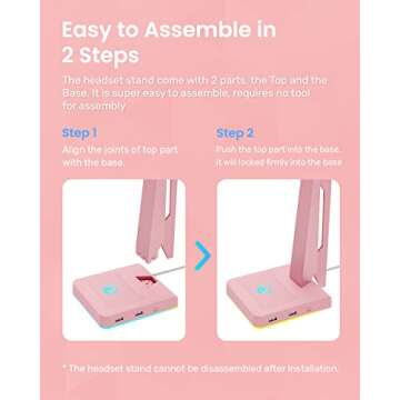 IFYOO RGB Gaming Headset Stand with 2 USB Ports, Game Headphone Mount for PC, Xbox One, PS4, Switch, Earphone Holder Hanger, Great for Gaming Stations, Fancy Desk Gamer Accessories, Pink