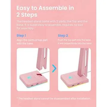 IFYOO RGB Gaming Headset Stand with 2 USB Ports, Game Headphone Mount for PC, Xbox One, PS4, Switch, Earphone Holder Hanger, Great for Gaming Stations, Fancy Desk Gamer Accessories, Pink