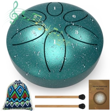 HONGJIEYUAN Steel Tongue Drum - 3 Inches 6Note Rain Drum for Garden, Music Education, Recreation. Mu...
