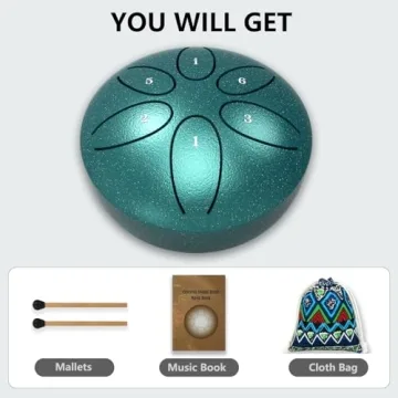 HONGJIEYUAN Steel Tongue Drum - 3 Inches 6Note Rain Drum for Garden, Music Education, Recreation. Musical Christmas Gifts for Family, Friends, and Kids,Steel Drum for kids, Drum sounds are soothing