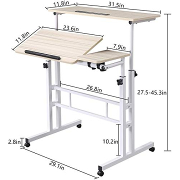 Height Adjustable Rolling Desk for Home Office & Study