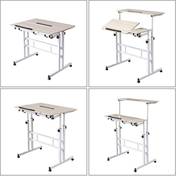 Height Adjustable Rolling Desk for Home Office & Study